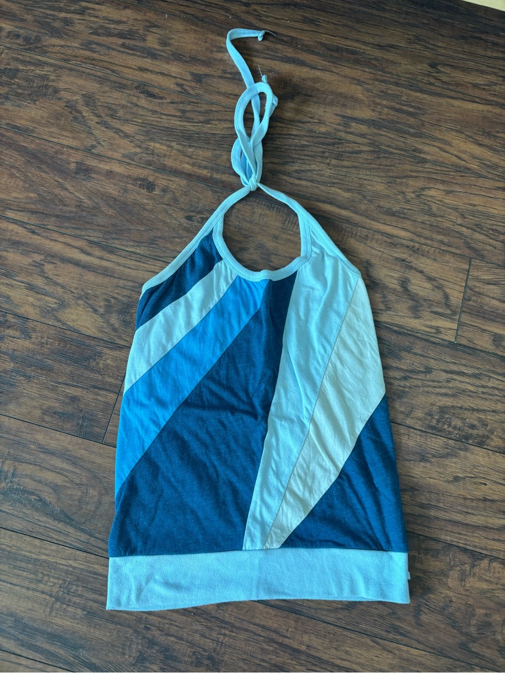 American Eagle Outfitters Blue Multi-Panel Halter Tank Top
